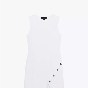 Zara White Asymmetrical Dress with Button Detail